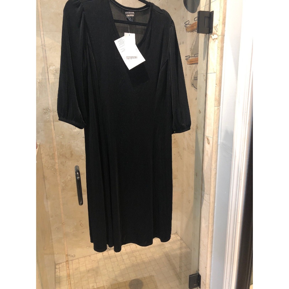 New Nwt citiknits Liquid Knit Dress Black Acetate / Spandex 44” Long 1X